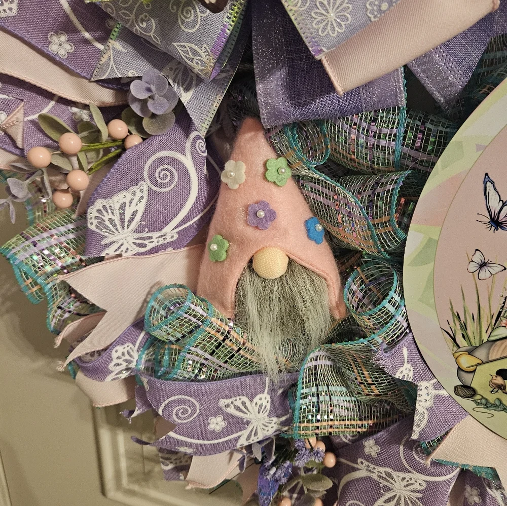 Hand Crafted Purple and Green Spring Wreath